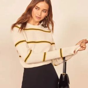 Reformation Cashmere Crewneck Ali Stripe Sweater Size Large